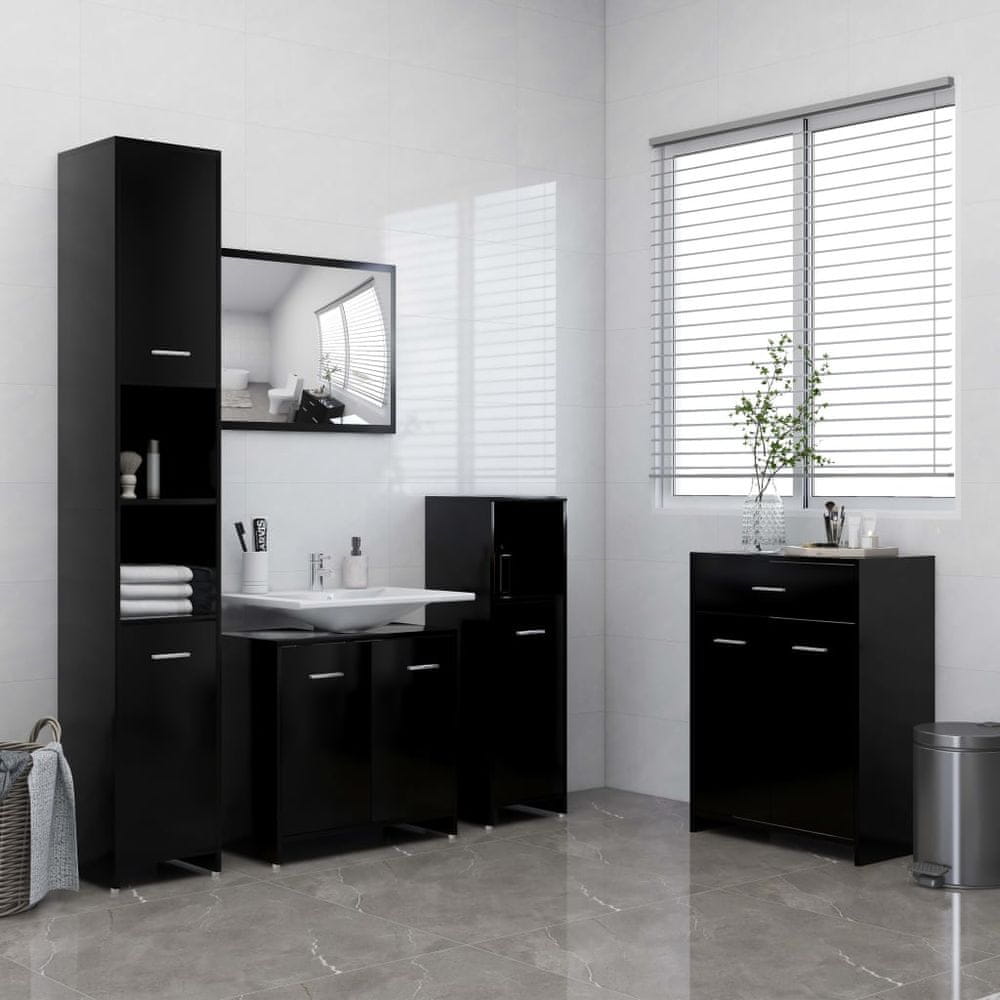 Vidaxl 4-dielna súprava kúpeľňového nábytku čierna